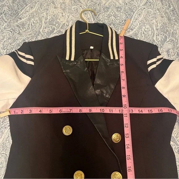 ✨ Nautical Luxe Varsity Blazer – Black & White with Gold Buttons ✨ - Picture 13 of 15